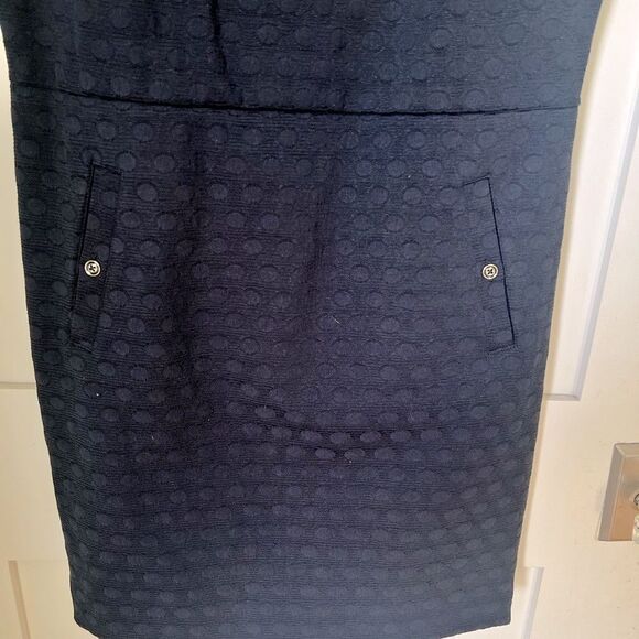 Banana Republic Jacquard Sheath Navy Blue Classy Sleeveless Dress Sz 10 - Picture 6 of 9